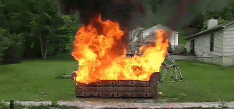 Image result for couch on fire gif